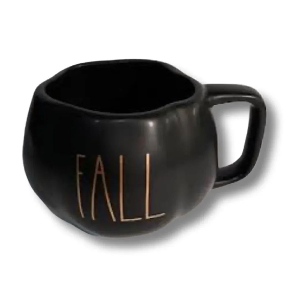 Rae Dunn “FALL” Ceramic Black Matte Finish Pumpkin Shaped Mug • NWOT